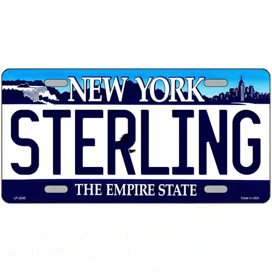 Sterling New York Blue Metal Sign