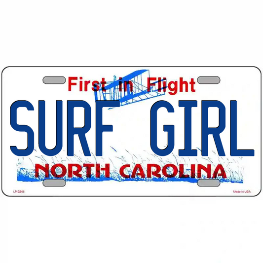 Surf Girl North Carolina Metal Sign