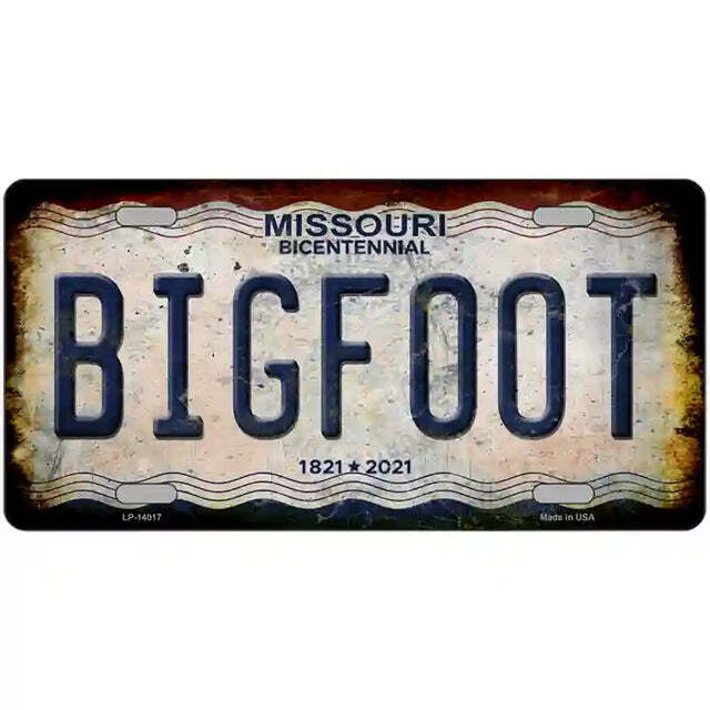 Missouri Bicentennial Rusty Look Bigfoot Metal Sign