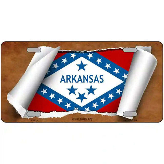 Arkansas Scroll Flag Metal Sign