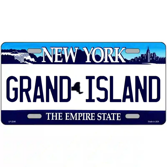 Grand Island New York Blue Metal Sign