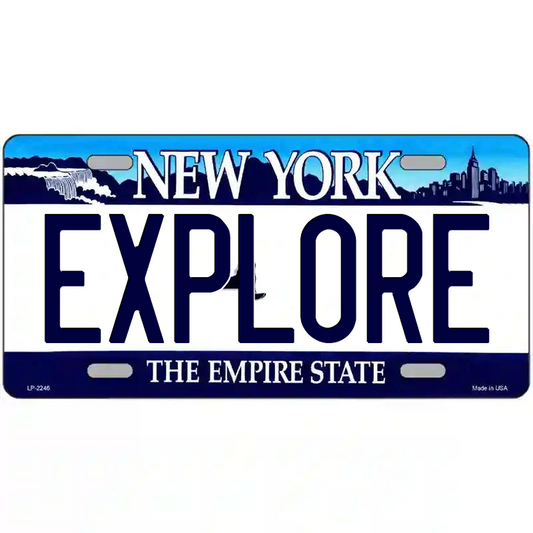Explore New York Blue Metal Sign