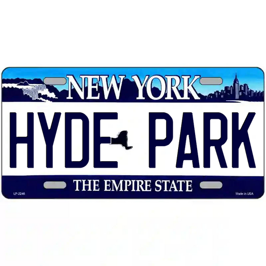 Hyde Park New York Blue Metal Sign