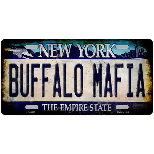 Buffalo Mafia Rusty Look New York BlueMetal Sign