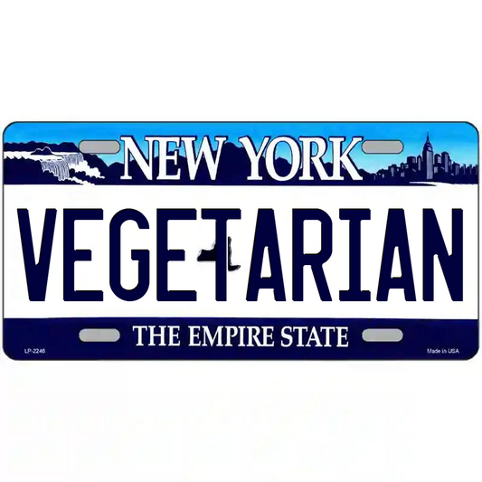 Vegetarian New York Blue Metal Sign