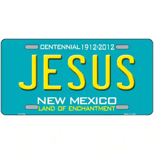 Jesus New Mexico Teal Metal Sign