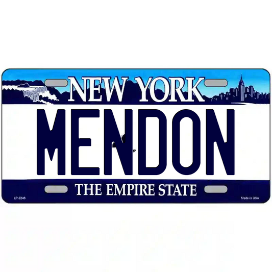 Mendon New York Blue Metal Sign