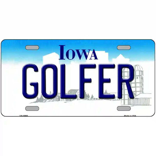 Golfer Iowa Metal Sign
