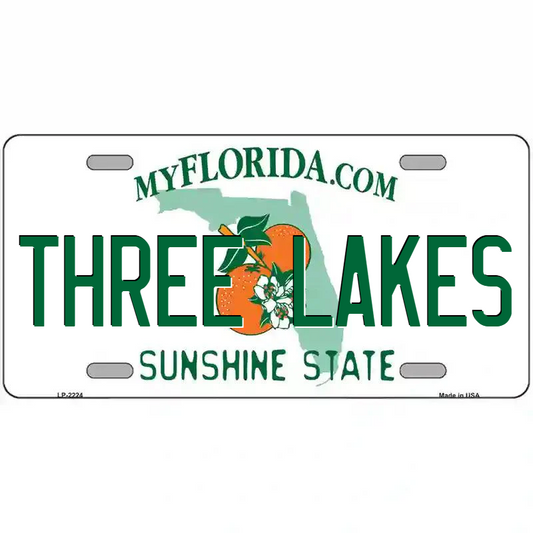 Three Lakes Florida Metal Sign