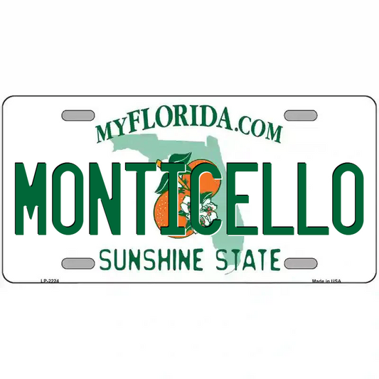 Monticello Florida Metal Sign