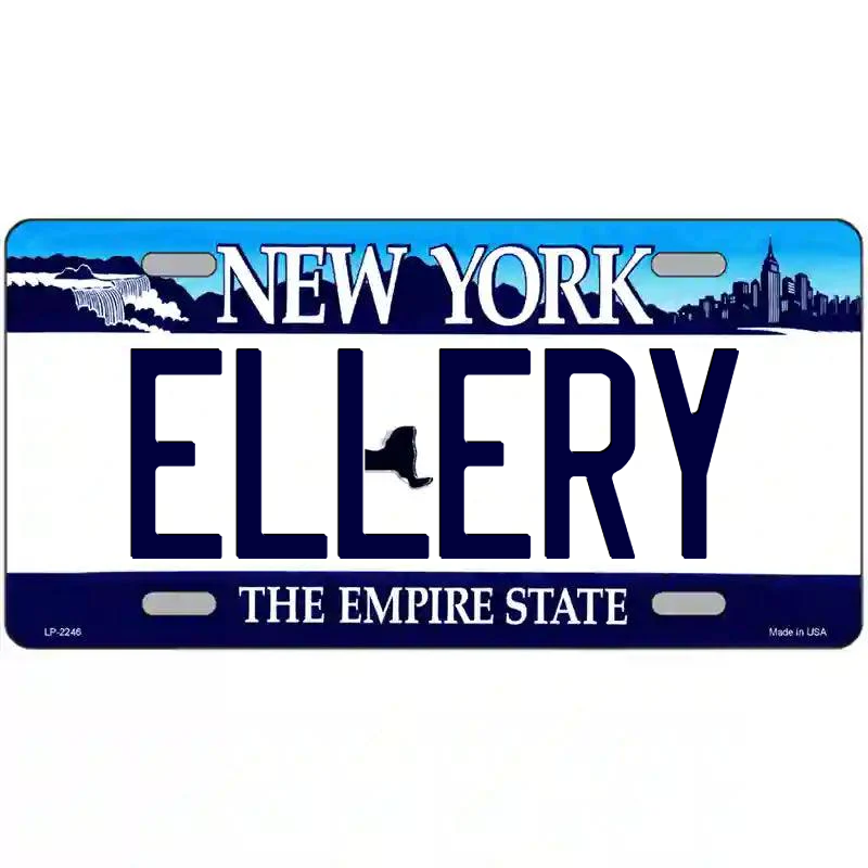 Ellery New York Blue Metal Sign
