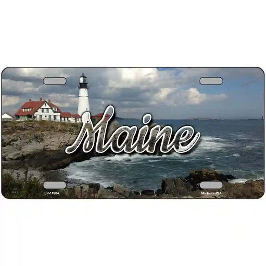 Maine Lighthouse Metal Sign