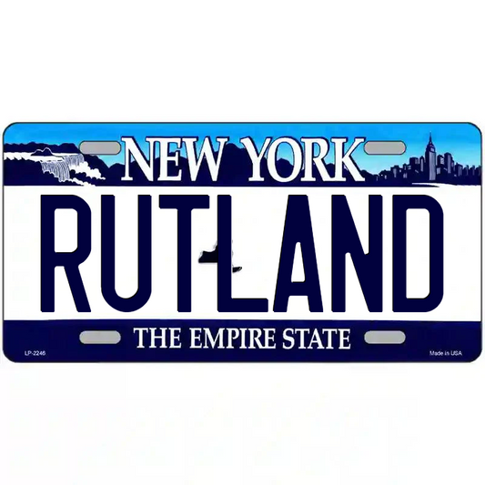 Rutland New York Blue Metal Sign