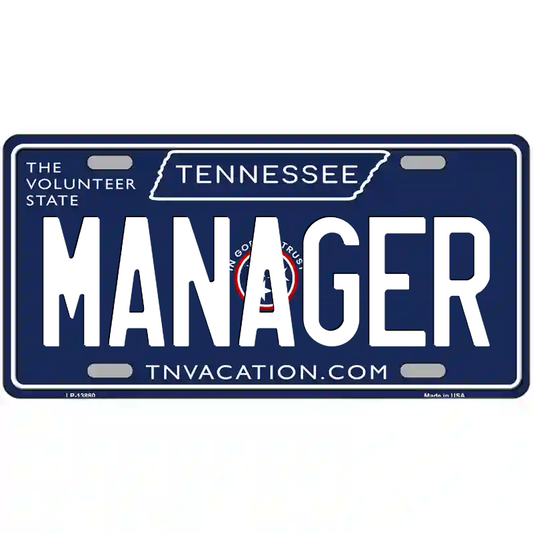 Manager Tennessee Blue Metal Sign