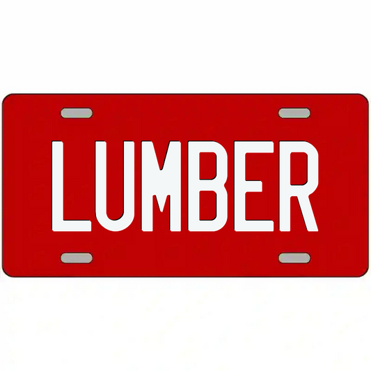 Lumber White on Red Metal Sign