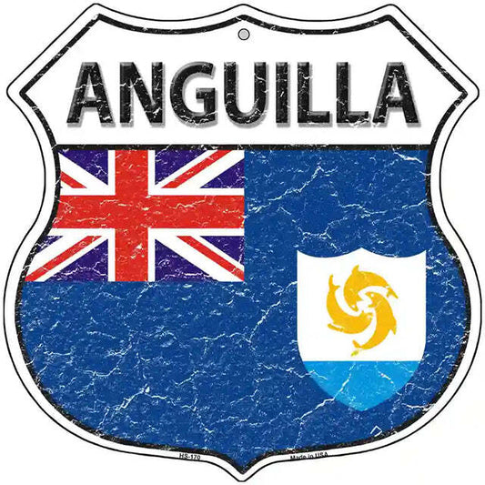 Anguilla Flag Highway Shield Metal Sign