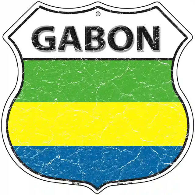 Gabon Flag Highway Shield Metal Sign