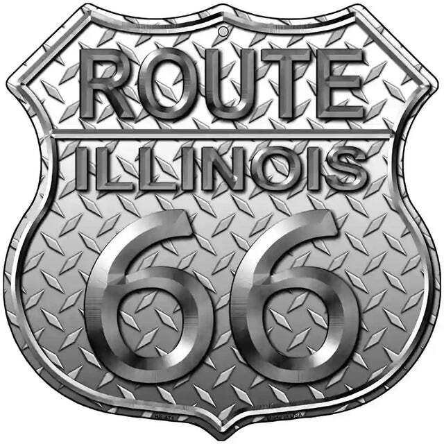 Illinois Route 66 Diamond Look Highway Shield Metal Sign