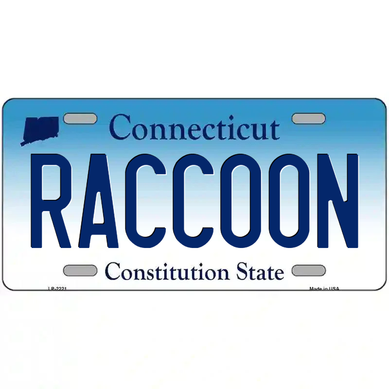 Raccoon Connecticut Metal Sign