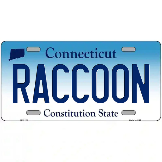 Raccoon Connecticut Metal Sign