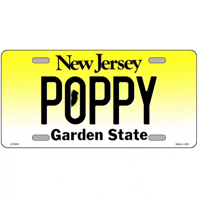Poppy New Jersey Metal Sign