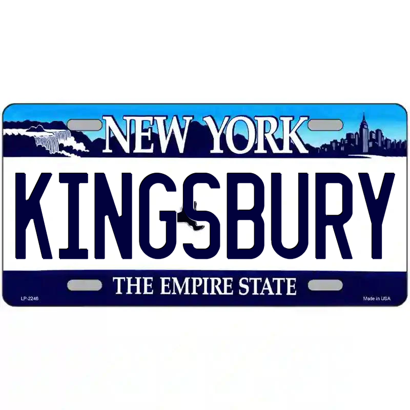 Kingsbury New York Blue Metal Sign