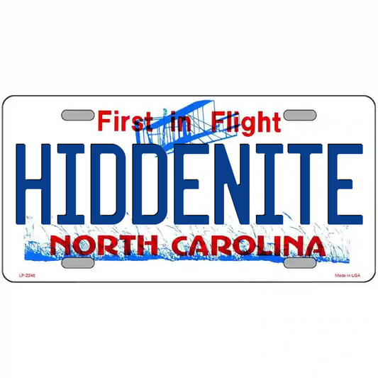 Hiddenite North Carolina Metal Sign