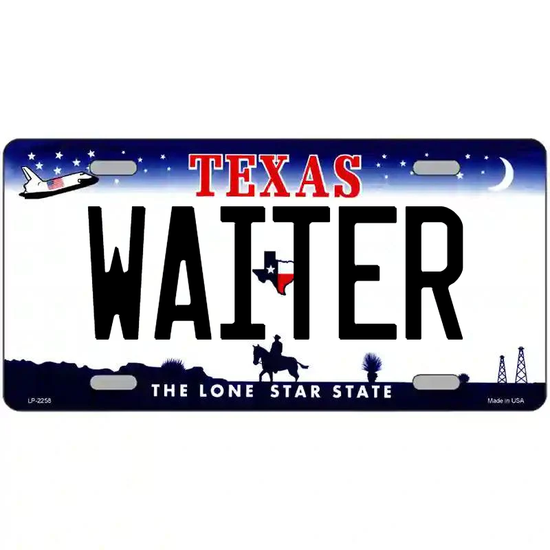 Waiter Texas Metal Sign