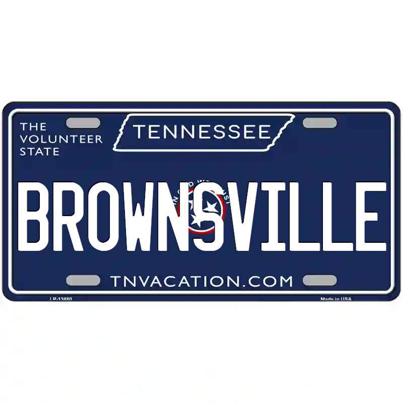 Brownsville Tennessee Blue Metal Sign