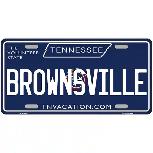 Brownsville Tennessee Blue Metal Sign