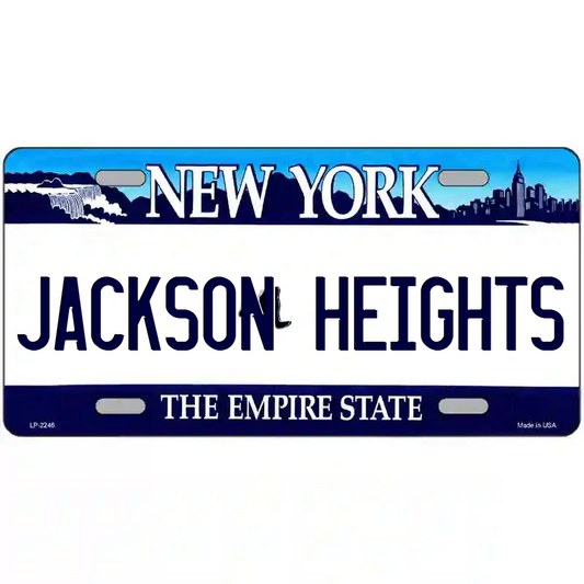 Jackson Heights New York Blue Metal Sign