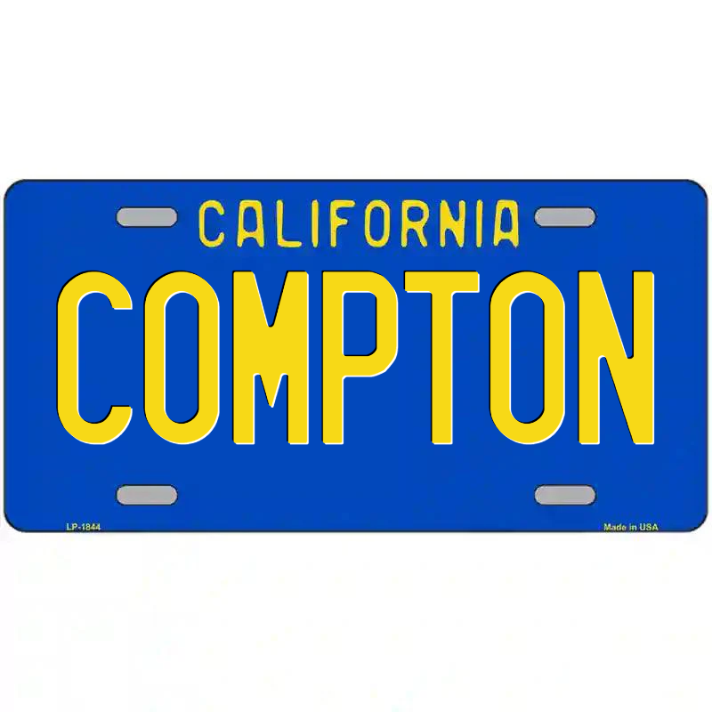 Compton California Blue Metal Sign