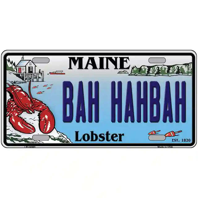 Bah Hahbah Maine Lobster Metal Sign