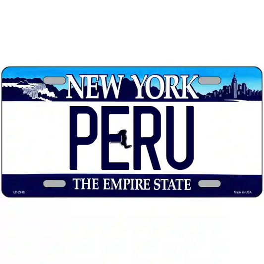 Peru New York Blue Metal Sign