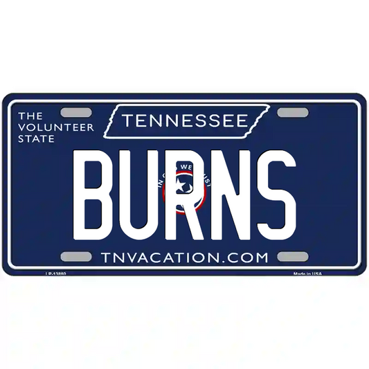 Burns Tennessee Blue Metal Sign