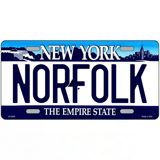 Norfolk New York Blue Metal Sign