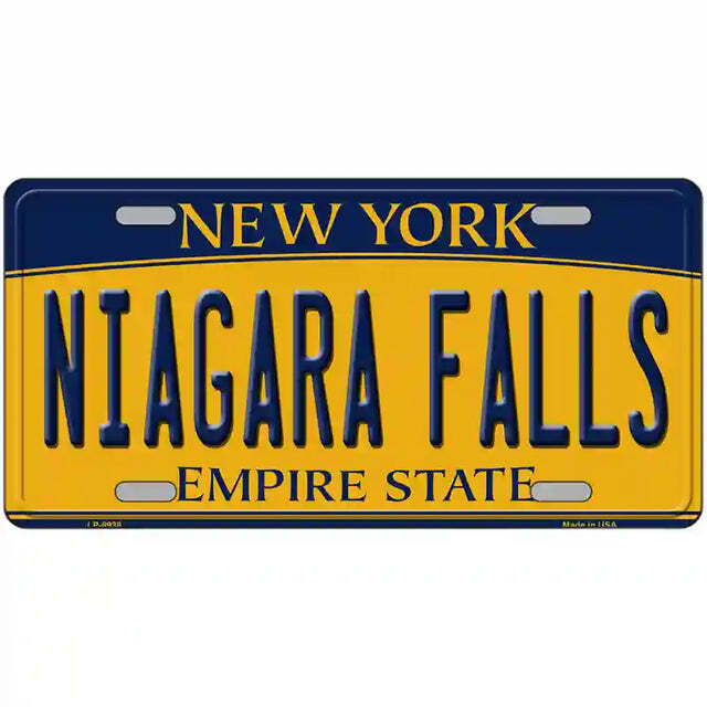Niagara Falls New York Yellow Metal Sign