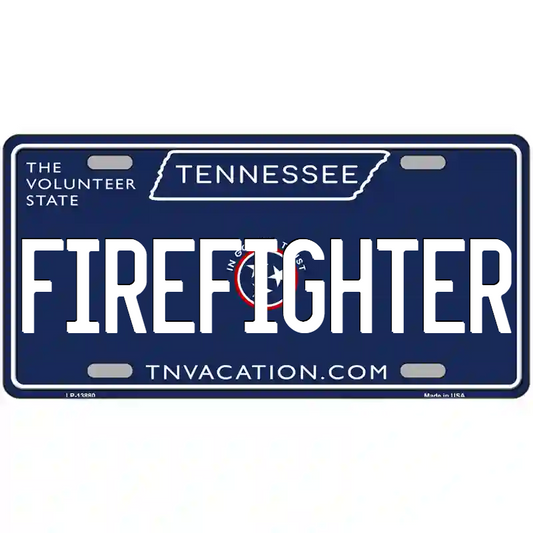 Firefighter Tennessee Blue Metal Sign