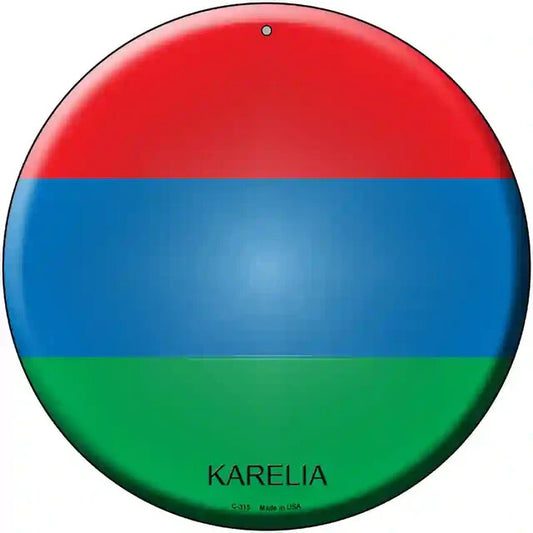 Karelia Flag 12" Circle Metal Sign