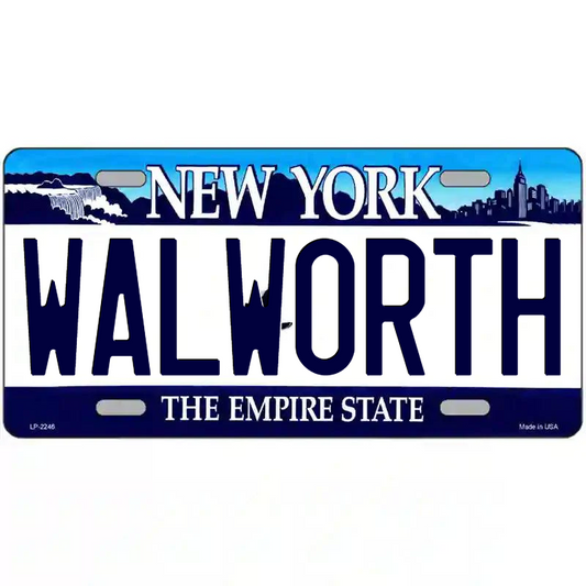 Walworth New York Blue Metal Sign