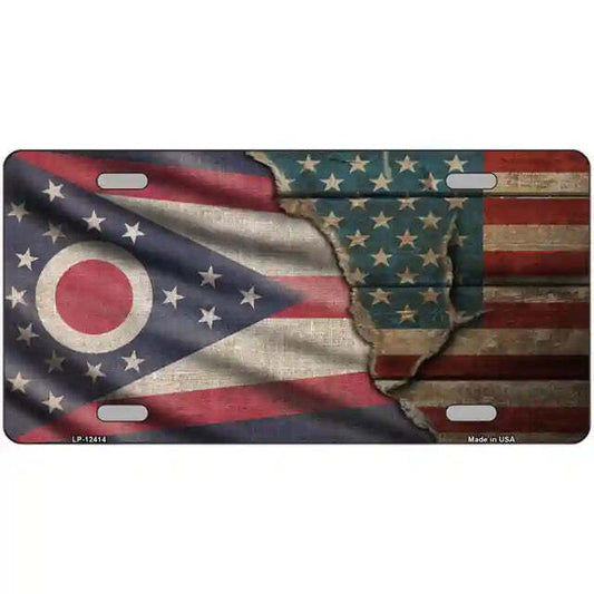 Ohio American Flags Vintage Look Metal Sign