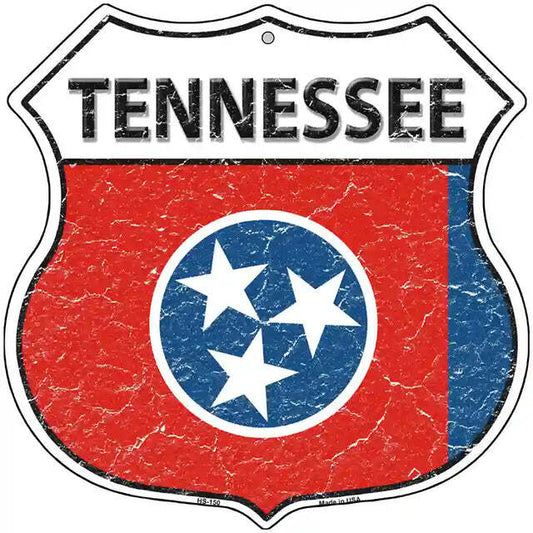 Tennessee Flag Highway Shield Metal Sign