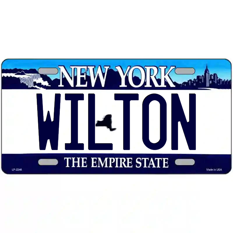 Wilton New York Blue Metal Sign