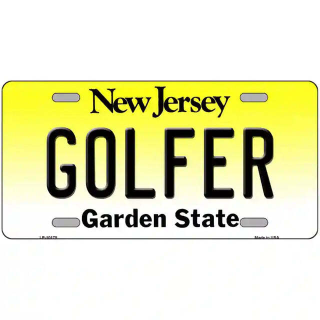 Golfer New Jersey Metal Sign