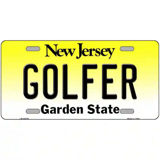 Golfer New Jersey Metal Sign