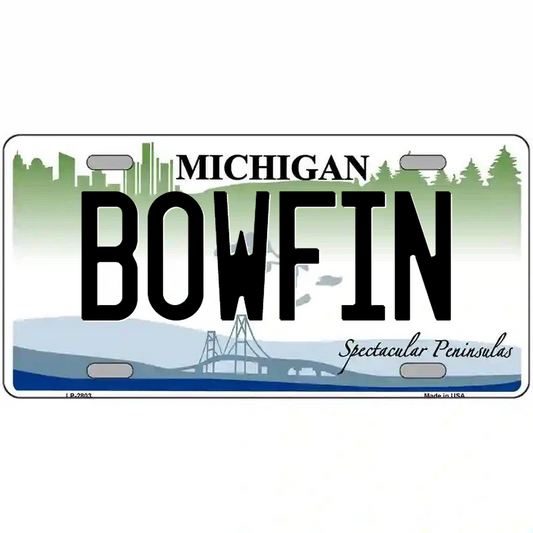 Bowfin Michigan Metal Sign