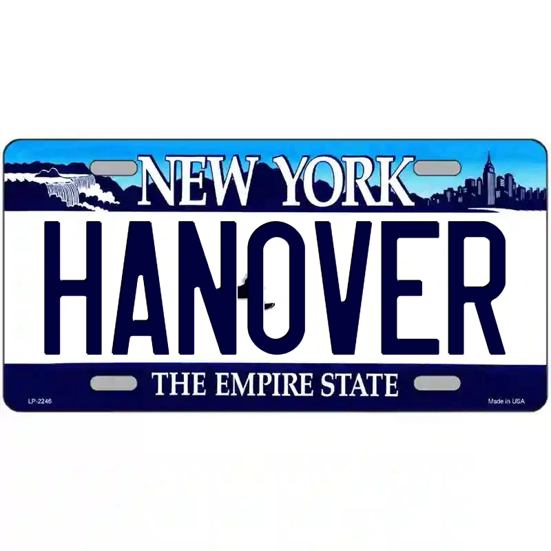 Hanover New York Blue Metal Sign