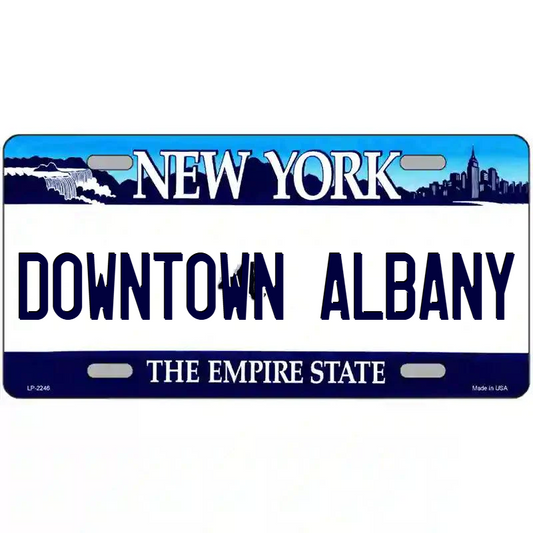 Downtown Albany New York Blue Metal Sign