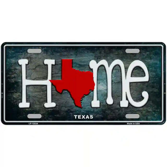 Texas Home State Outline Metal Sign