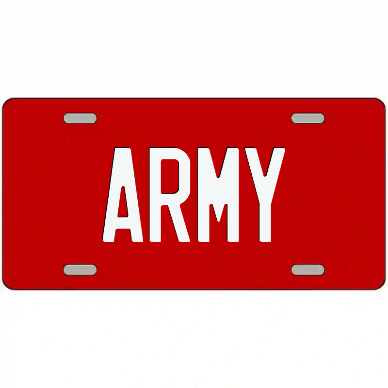 Army White on Red Metal Sign